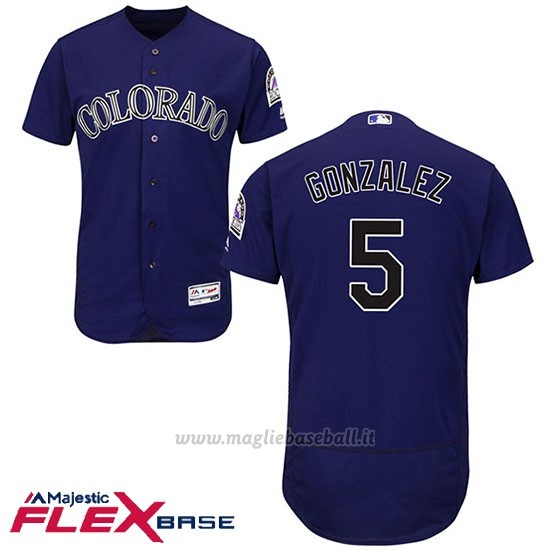 Maglia Baseball Uomo Colorado Rockies 5 Carlos Gonzalez Viola Flex Base